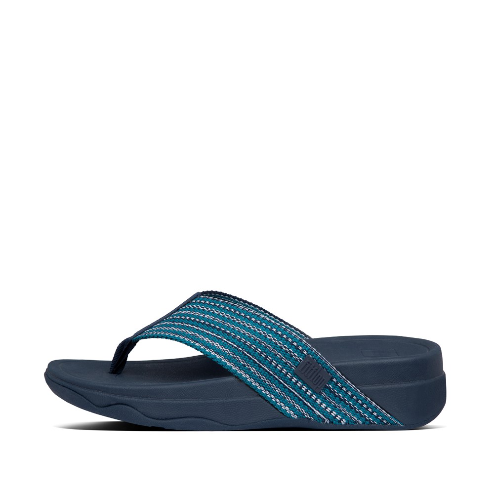 Fitflop Womens Sandals Blue - Surfa Toe-post - 81DULZFBA